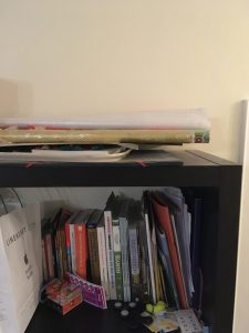 Wrapping paper on shelf